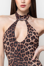 Tuta Intera Jumpsuite Animalier con Scollo Halter