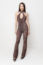 Tuta Intera Jumpsuite Animalier con Scollo Halter