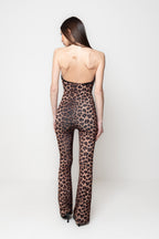 Tuta Intera Jumpsuite Animalier con Scollo Halter