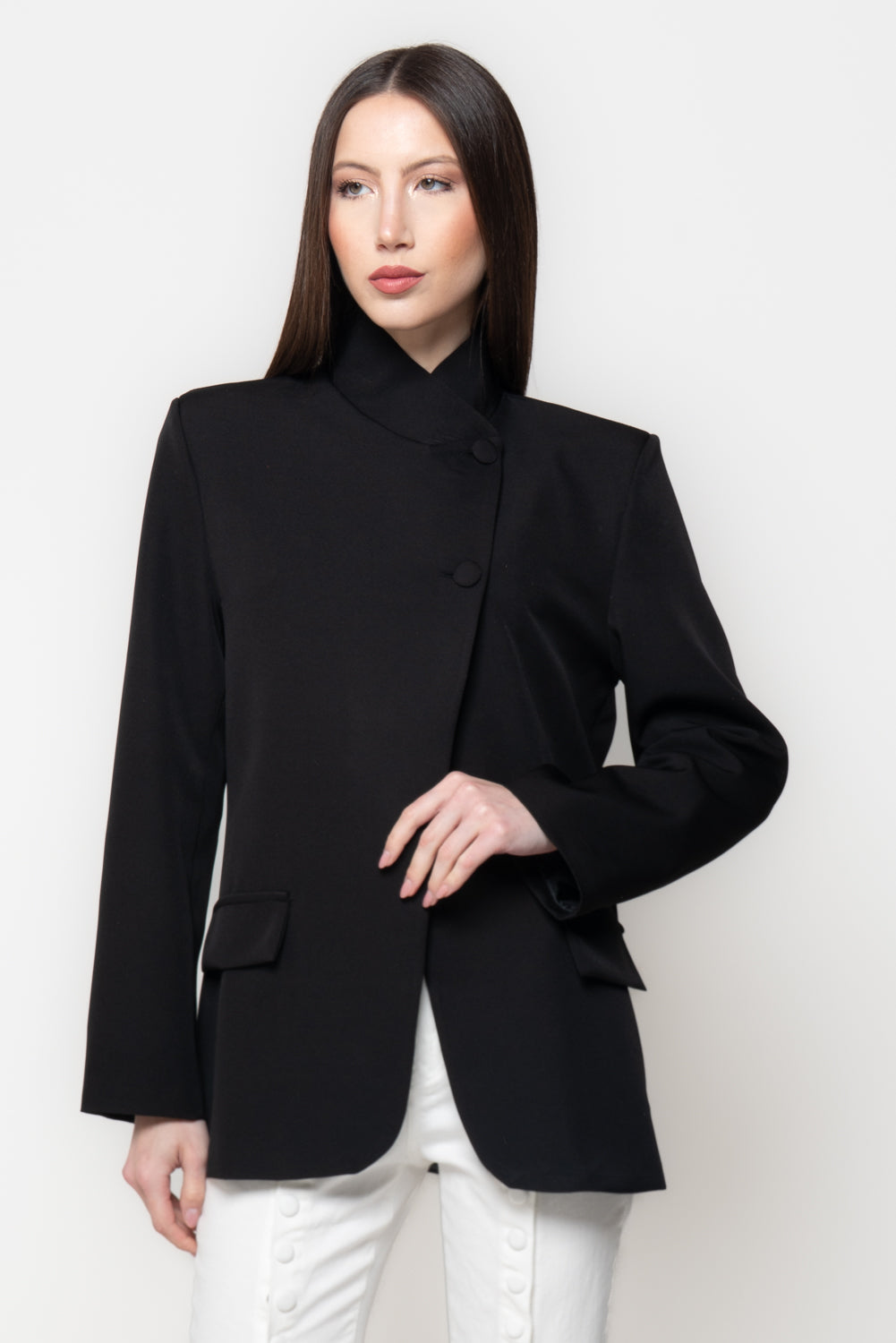 Blazer Donna Strutturato con Collo Alto