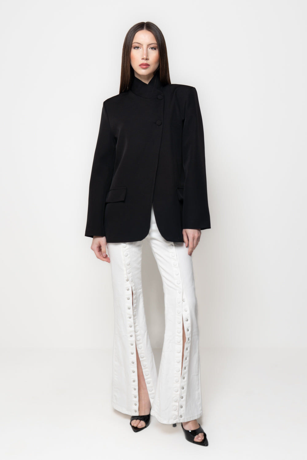 Blazer Donna Strutturato con Collo Alto
