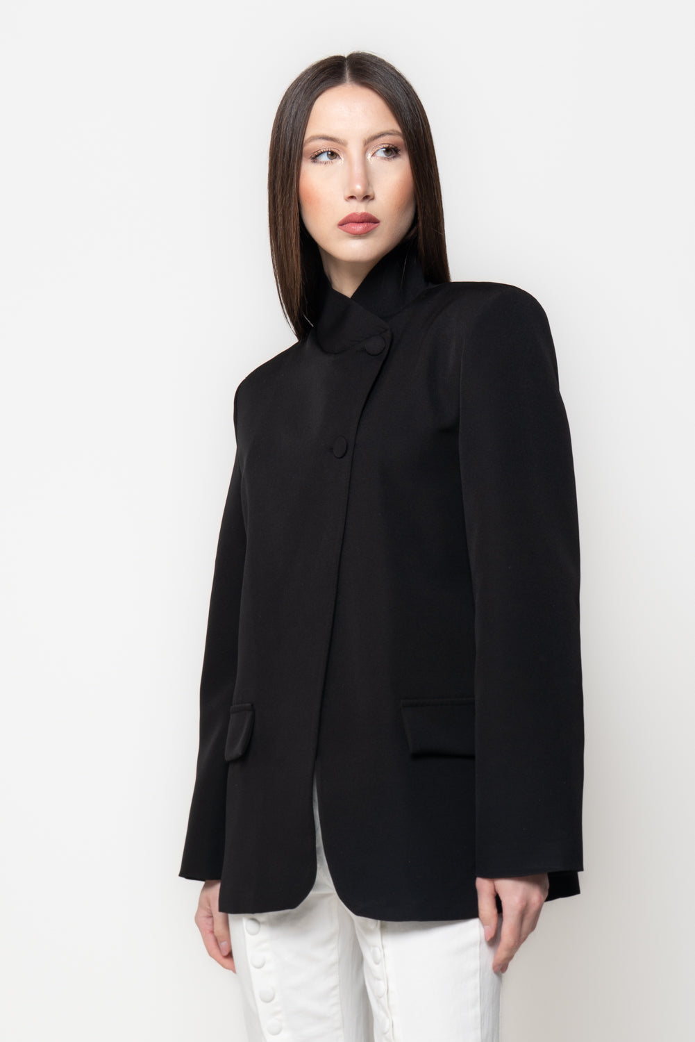 Blazer Donna Strutturato con Collo Alto