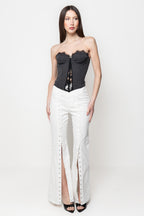 Corsetto Donna Gessato con Inserti in Pizzo