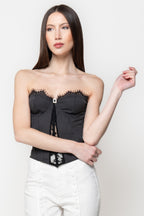 Corsetto Donna Gessato con Inserti in Pizzo