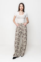 Pantalone Donna Animalier a Gamba Larga