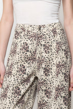 Pantalone Donna Animalier a Gamba Larga