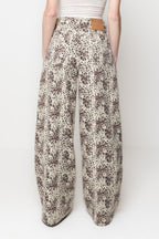Pantalone Donna Animalier a Gamba Larga
