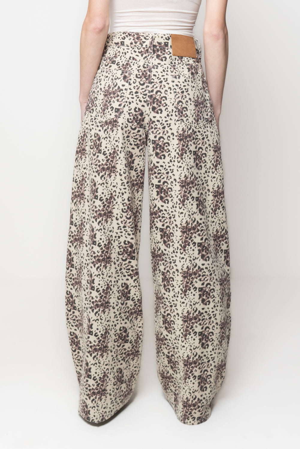 Pantalone Donna Animalier a Gamba Larga
