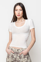 T-Shirt Donna Aderente con Scollo a V