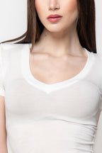 T-Shirt Donna Aderente con Scollo a V