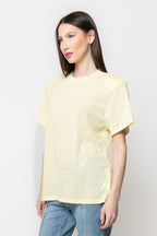 T-Shirt Donna Nera con Spalline Strutturate Oversize