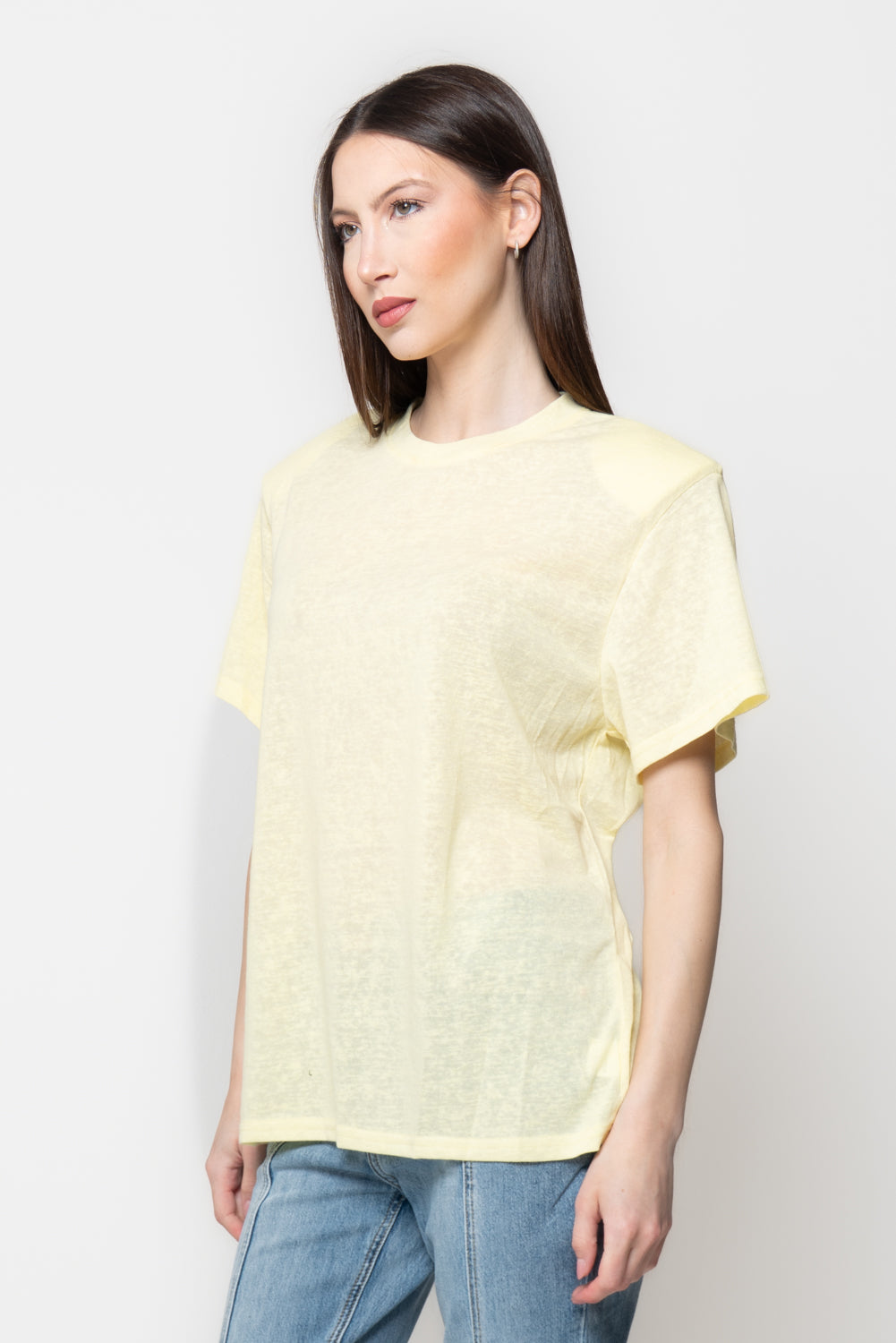 T-Shirt Donna Nera con Spalline Strutturate Oversize