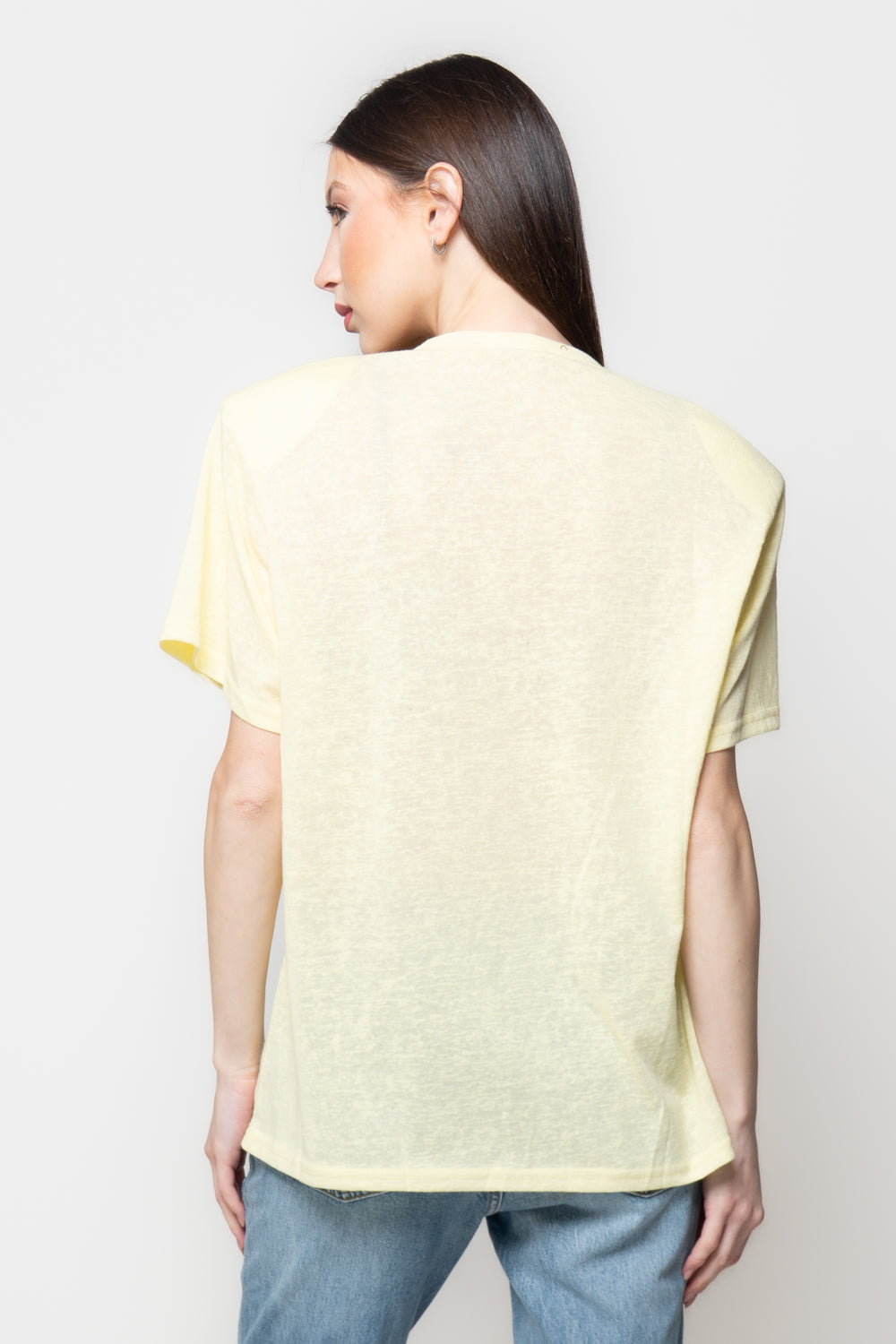 T-Shirt Donna Nera con Spalline Strutturate Oversize