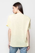 T-Shirt Donna Nera con Spalline Strutturate Oversize