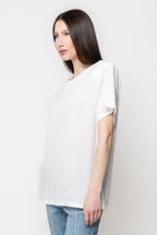T-Shirt Donna Nera con Spalline Strutturate Oversize