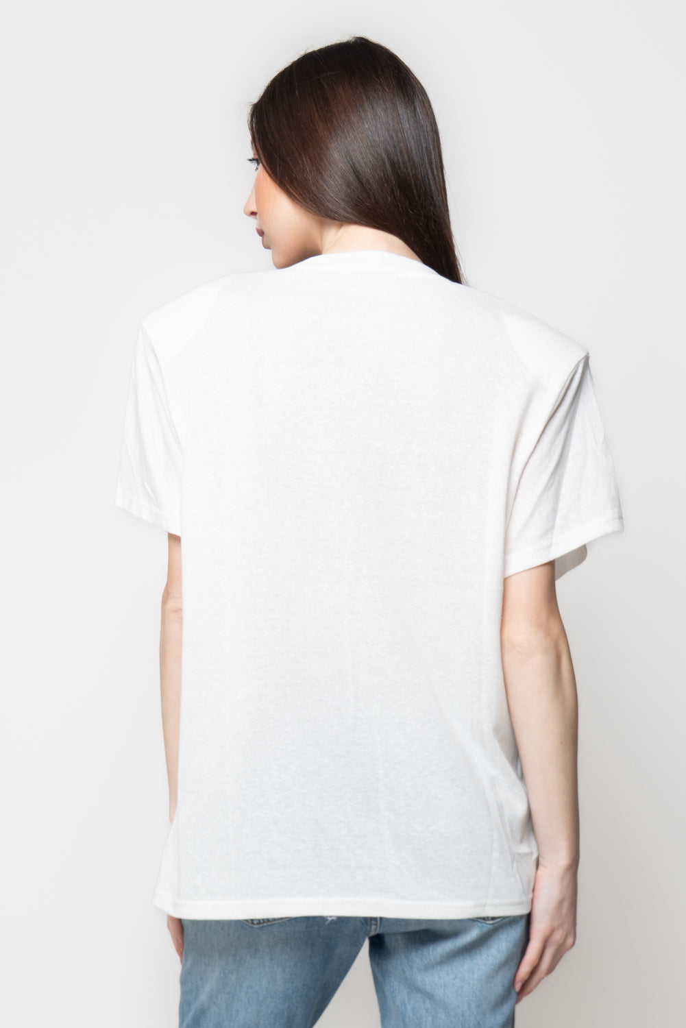 T-Shirt Donna Nera con Spalline Strutturate Oversize