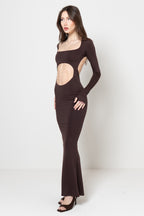 Abito Lungo con Cut-out Addominale e Schiena Scoperta