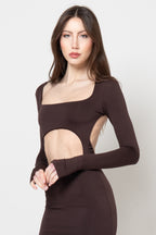 Abito Lungo con Cut-out Addominale e Schiena Scoperta