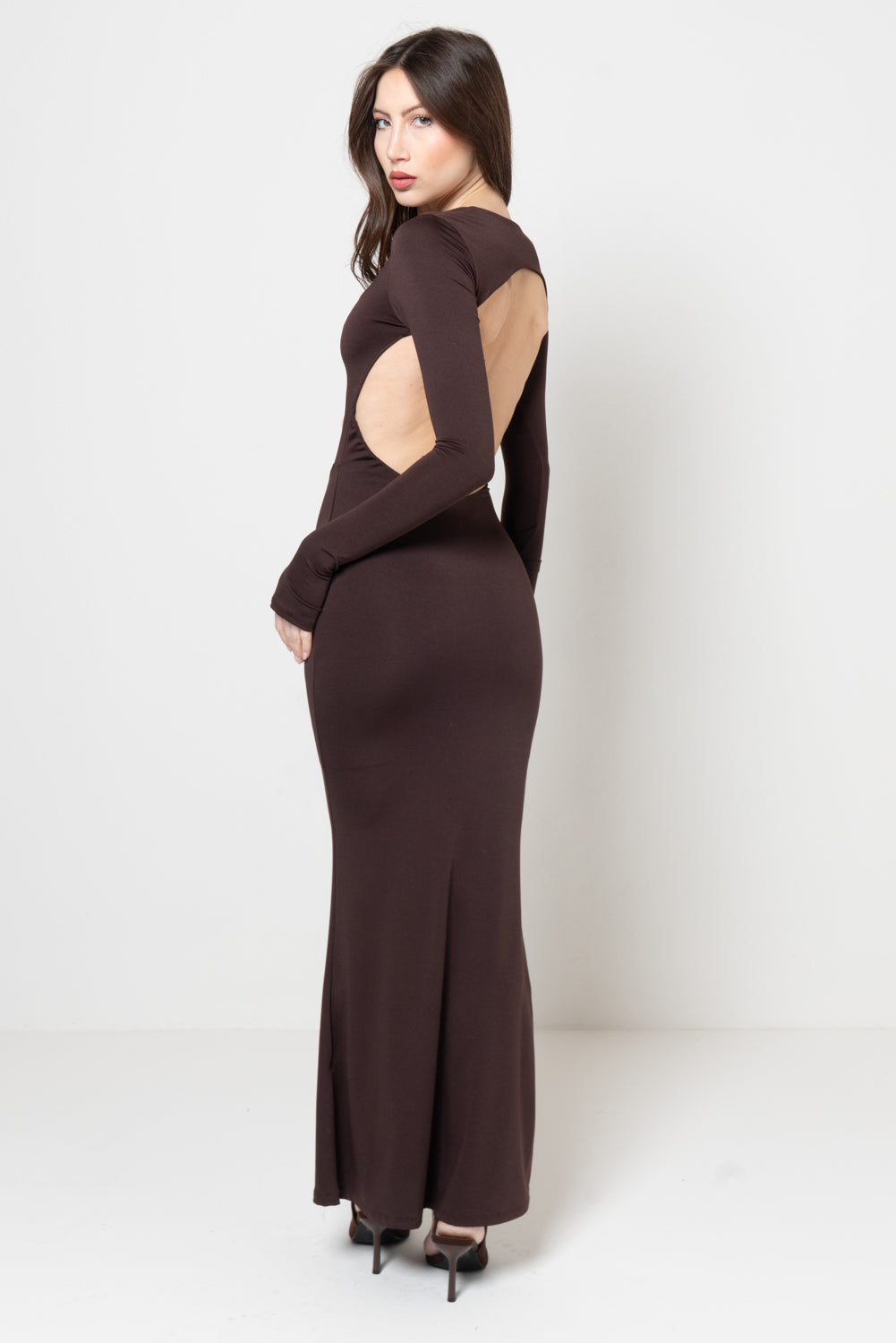 Abito Lungo con Cut-out Addominale e Schiena Scoperta